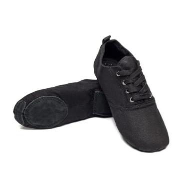 Imagem de MSMAX Botas de Jazz para meninas, tênis de dança com cadarço para meninos, Cano baixo, preto, 41 BR