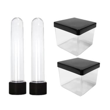 Imagem de Kit Tubetes e Caixinha 5x5cm Color para Doces Balas Mimos Temperos Especiarias para Lembrancinhas Decoração Festas Aniversários Mimos Gincanas (Preto)