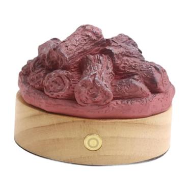 Imagem de ＡＷＨＡＯ Luz noturna para fogueira, abajur de cabeceira, lâmpada de lenha, luz noturna de para presente de aniversário, Base Marrom Claro