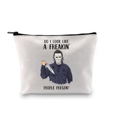 Imagem de Gzrlyf Bolsa de maquiagem de filme de terror de Halloween para presente de assassinos de terror e fãs de terror bolsa com zíper, PESSOA FREAKIN' People, Tendência
