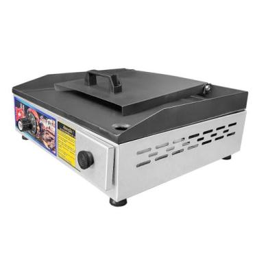 Imagem de Chapa Chapeira Eletrica 40x35 Cm Borda Alta Com Prensa Para Lanches Po