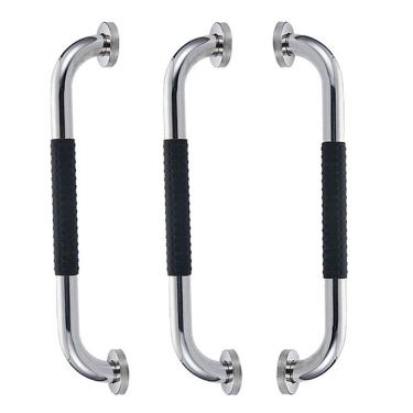 Imagem de Barra de Apoio Inox 30cm Suporte Antiderrapante Acessibilidade Kit 3 unidades Idoso Gestante Criança Cadeirante Banheiro Box Casa Segurança