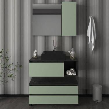 Imagem de Gabinete para Banheiro com Espelheira e Gaveteiro com Rodizio e 2 Gave