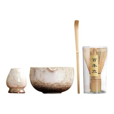 Imagem de Bothyi Matcha Set Cerimony Matcha Whisk, Sturdy e Japanese Ferramentas de chá para amantes de chá Japanese Tea Set Matcha, 4 Peças Brancas