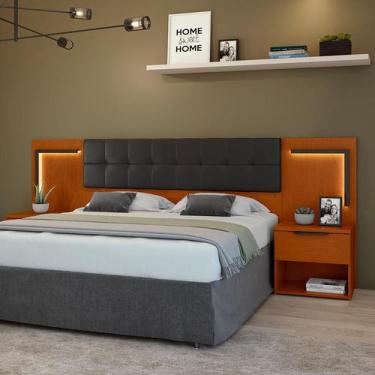 Imagem de Cabeceira Queen com 2 Mesas de Apoio Calitan 2 GV Revestimento Sintéti