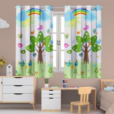 Imagem de Cortina Infantil 2,00x1,50 Decoração Divertida para Quarto de Criança (Passarinhos)