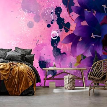 Imagem de Lcythiazole Papel de parede floral de tamanho personalizável - papel de parede de menina descasque e cole papel de parede para quarto de meninas, removível para quarto de meninas, sala de estar