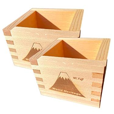 Imagem de EDOYA Copos de saquê de madeira Hinoki (conjunto de 2) caixa japonesa Masu com marca japonesa Lucky (Fuji)