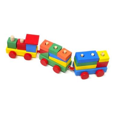 Imagem de Brinquedo Madeira Trenzinho Com Vagões Educativo Pedagógico - WOODEN T