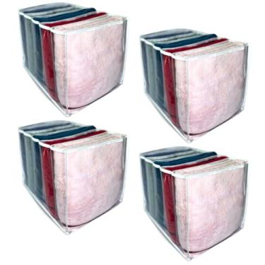 Imagem de 4 Colmeia Organizadora de Guarda Roupa Para Lençol Tênis Toalhas King Sapatos Blusas Bolsas - Acabamento Reforçado em Tecido Branco - XG 40x30x30 - Plástico Grosso Organizador de Closet