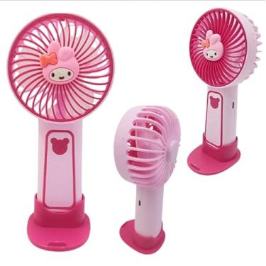 Imagem de Ventilador Portátil Recarregável, 16,5 cm, 3 Velocidades, USB, Design Urso (Rosa)