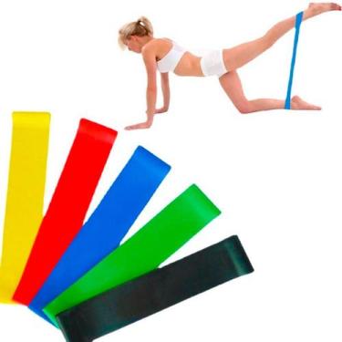 Imagem de Kit 5 Elásticos Treino Academia Fisioterapia Resistência - Elásticas