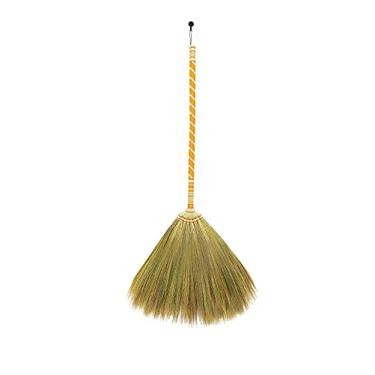 Imagem de Vassoura de palha asiática tailandesa para limpeza de piso, presente de inauguração de casa, vassoura de grama retrô tailandesa, vassoura de madeira com escova elétrica e limpeza circular (comprimento