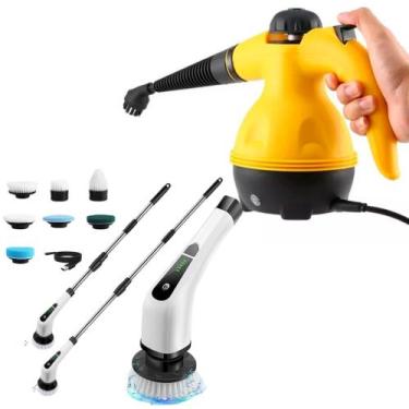 Imagem de Kit Limpeza Completo Escova Elétrica e Vaporizador 1000W - Import