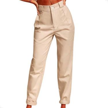 Imagem de Calça Alfaiataria Algodão Corte Reto e Modelagem Slim - Bazara33, Bege
