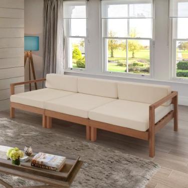 Imagem de Sofá 3 lugares aquila madeira maciça de eucalipto - Aconchego Sofás