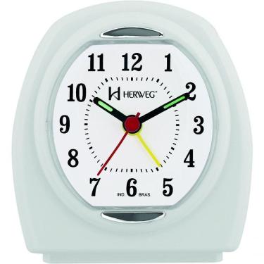 Imagem de Relógio Despertador Quartz Pilha Pequeno Branco - Branco