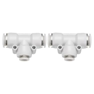 Imagem de HARFINGTON 2 peças de encaixes push to connect tubo de 1/2 polegada OD x 5/40.6 cm OD, kit de encaixe pneumático de mangueira de ar de conexão rápida de plástico T reduzindo 3 vias conector de