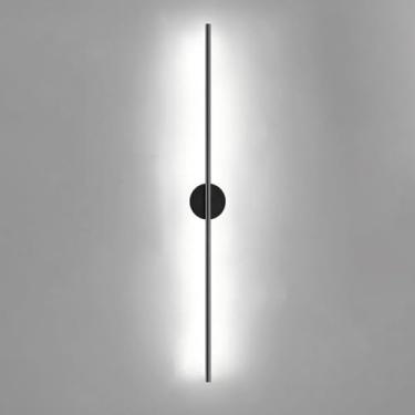 Imagem de Luminária de parede linear preta, luminária de parede LED de bastão fino, iluminação minimalista, tira longa, luzes de montagem na parede, lavadora de parede interna para sala de estar, quar
