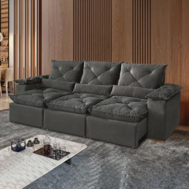 Imagem de Sofá Retrátil e Reclinável 5 Lugares 270cm Londres Plus