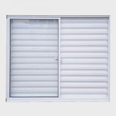 Imagem de Janela de Alumínio Veneziana 100x150cm 3 Folhas Vidro Liso Soft Plus mgm