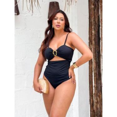 Imagem de Maiô Feminino Alcinha Com Detalhe Moda Praia - Latin Modas, Preto, Úni