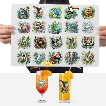 Imagem de Cartela Adesivos Animais/Frutas/Flores DTF UV Prova D'Água - Graviarte