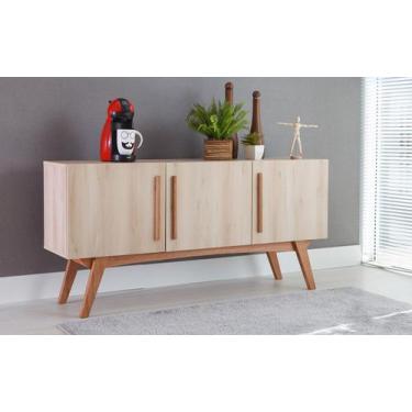 Imagem de Balcão Buffet Para Sala De Jantar Mdf Madeirado Pés Jatobá 3 Portas Fa