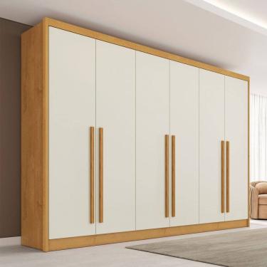 Imagem de Guarda-Roupa Casal Valencia 6 Portas 6 Gavetas 100% Mdf Peroba/Off White - Mademarques