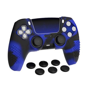 Imagem de PlayVital Capa de silicone atualizada para controle ps5 com 6 punhos de polegar e 2 adesivos, compatível com estação de carregamento, edição cravejada 3D, antiderrapante, à prova de choque, capa para