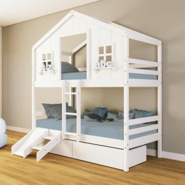 Imagem de Beliche Casinha dos Sonhos com Escada/ Escorregador e 02 Gavetas Madei