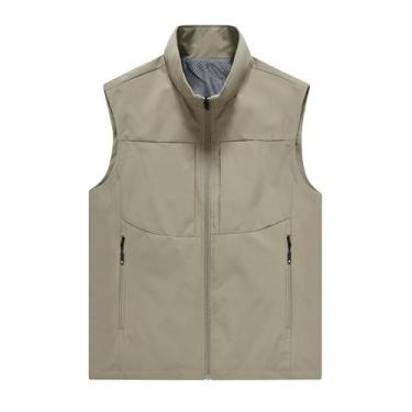 Imagem de Colete De Pesca Masculino Casual Respirável Com Zíper E Sem Mangas Para Atividades Ao Ar Livre Com Bolsos, Fotografia Ao Ar Livre Viagem Caminhada Caça Colete Jaqueta, Para Escalada(Khaki,6XL)