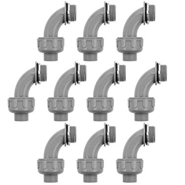 Imagem de Maxxima Conectores estanques líquidos NPT de 2,5 cm, acessórios para conduítes elétricos não metálicos de 90 graus, nylon (pacote com 10)