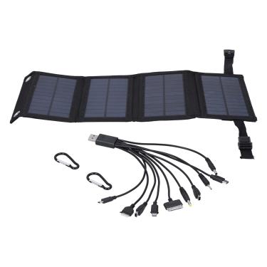 Imagem de Grcfumo 1 Pc Painel Solar, Dobradiças de fechamento automático de latão antigo, 10W Painel Solar Portátil Dobrável Placa de Módulo de Energia Solar para Viagem Camping Preto