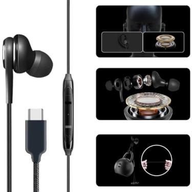 Imagem de Fones de Ouvido com Fio Entrada USB Tipo C Microfone Embutido Redução de Ruído Compatível com iPhone, Samsung Galaxy Android, Motorola, LG Som Extra Bass - Rodrigues Shop.