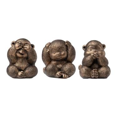 Imagem de TOHLUCS Estátua de 3 macacos sábios. Estatuetas See No Evil, Hear no Evil, Speak no Evil Monkeys. Traz boa sorte, sabedoria. Estatuetas de macaco para decoração de casa. Ornamentos de decoração para