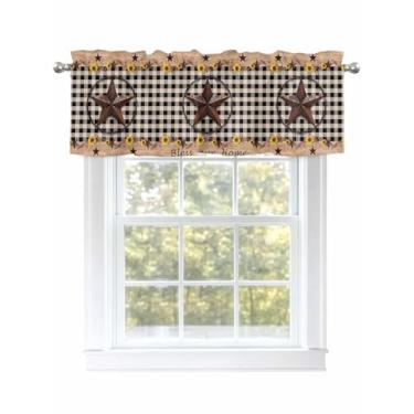 Imagem de Cortinas vintage de casa de fazenda para janelas com bolso de haste, estrela do campo, girassol, pequena lavável, tratamento de janela para cozinha, sala de estar, quarto, banheiro, 106 x 30 cm, 1