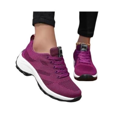 Imagem de Calçados Esportivos Femininos - Malha Respirável, Cunha Confortável pa