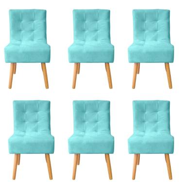 Imagem de Kit 6 Cadeiras De Jantar Estofadas Reforçada Decorativa Liz Suede