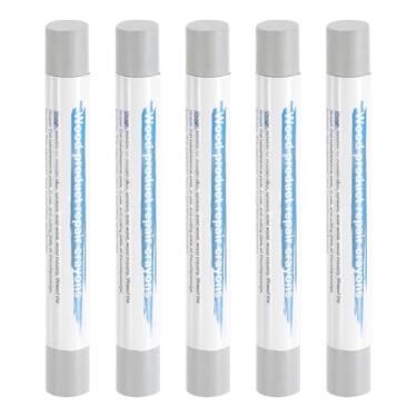 Imagem de HARFINGTON 5 peças de bastões de enchimento de madeira, cera de madeira, retoque de móveis, gizes de cera para reparo de móveis, cinza escuro