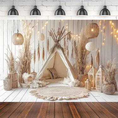 Imagem de Fundo para foto de barraca boho, grama dos pampas, crianças, decoração de festa de aniversário, chá de panela, pano de fundo de festa de aniversário, chá de bebê, adulto, aniversário, casamento