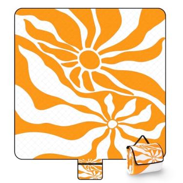 Imagem de Cobertores de piquenique à prova d'água à prova de areia, 199 x 199 cm, grande, lavável, macio e confortável, tapete de piquenique portátil dobrável, essencial para férias, praia, acampamento, parque