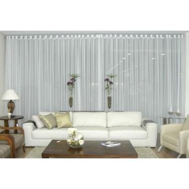 Imagem de Cortina Voal Branco Sala Ou Quarto 4,00X2,50 Ilhós Cromado - Confecçõe