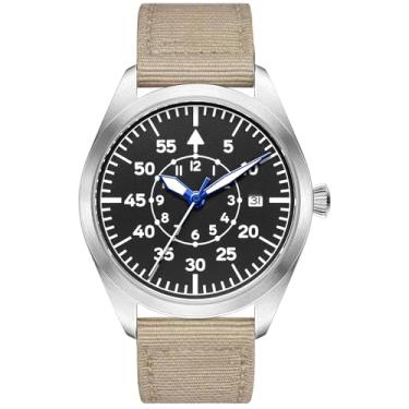 Imagem de Relógio piloto masculino, relógio de pulso aviador, movimento mecânico automático, espelho de safira, caixa de aço inoxidável com luminosidade à prova d'água, Cáqui B