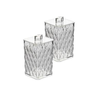 Imagem de Kit 2 Porta Cotonetes e Algodão com Tampa de Acrílico para Banheiros lavabos Penteadeiras Maquiagens