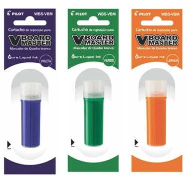 Imagem de Refil Para Marcador Caneta De Quadro Branco Pilot Original (Verde, Laranja, Violeta)