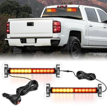 Imagem de Nilight 24LED Luzes estroboscópicas 2 em 1 vermelho âmbar aviso de emergência perigo de segurança painel dianteiro/traseiro pára-brisa luz piscante para carros, caminhões, polícia, bombeiro, arado