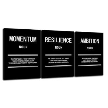Imagem de WYJZDZQ8 Impressão em tela inspiradora em 3 painéis, ambientação, impulso, resiliência, pôster, pintura motivacional, arte moderna inspiradora para decoração de sala de estar, escritório em casa