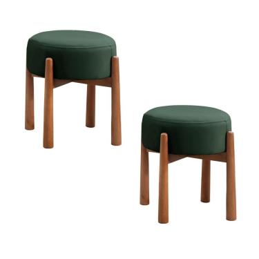 Imagem de Conjunto - 2 Puffs Banqueta Lotus Luxo Castellar Móbile Veludo Verde