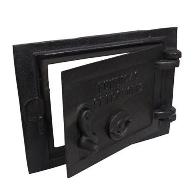Imagem de Porta Ferro Fundido Fornalha Cinzeiro Fogão A Lenha Suspiro Frontal 28x35cm